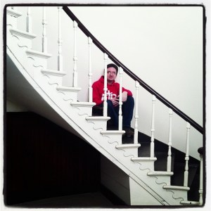 Here I am sitting while wearing the pink hooide. The principle is the same though. Photo: Michael Carchrie Campbell